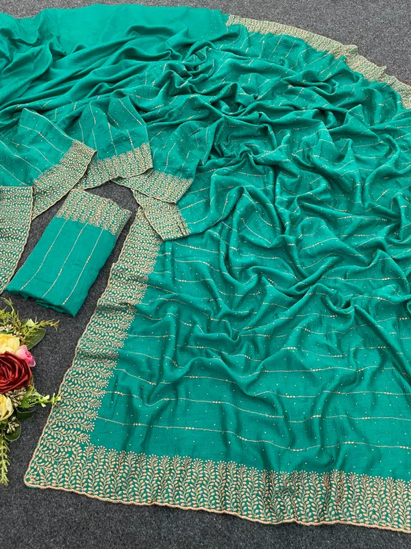 Green_Vichitra_Silk_Traditional_Saree_For_Women