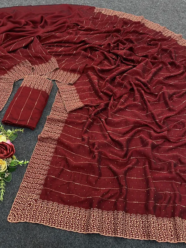 Maroon_Vichitra_Silk_Traditional_Saree_For_Women