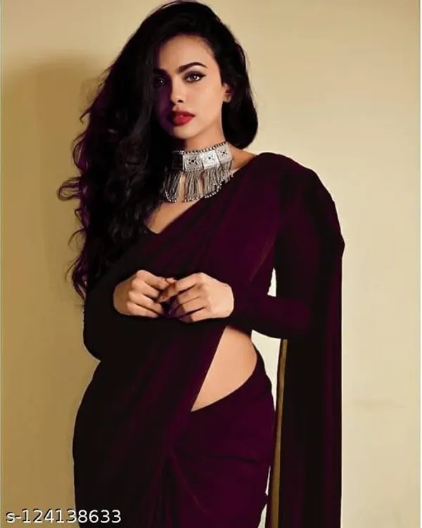 Purple_Georgette_Solid/Plain_Daily_Wear_Saree_For_Women