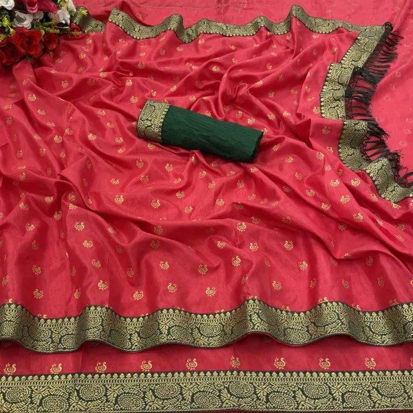 Pink_Silk_Blend_Animal_Print_Ikkat_Saree_For_Women
