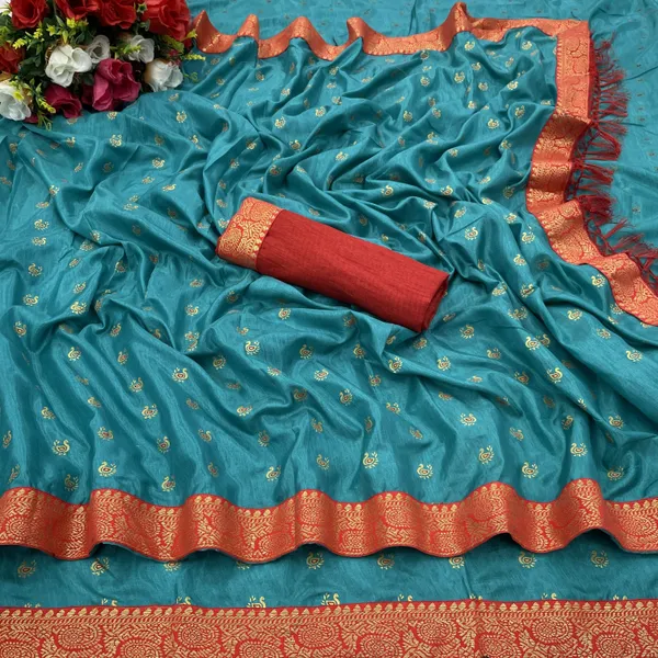 Light_Blue_Silk_Blend_Animal_Print_Ikkat_Saree_For_Women