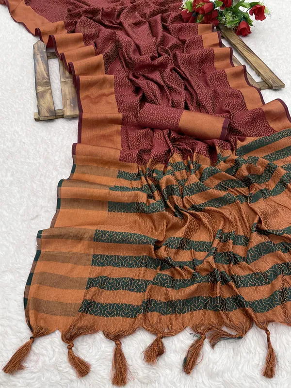 Maroon_Jacquard_Self_Design_Banarasi_Saree_For_Women