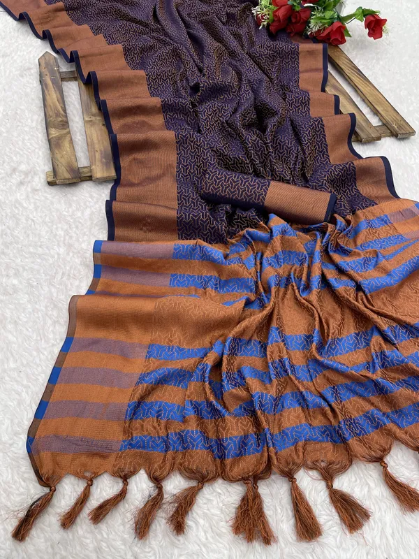 Dark_Blue_Jacquard_Self_Design_Banarasi_Saree_For_Women
