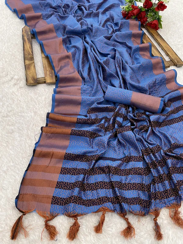 Blue_Jacquard_Self_Design_Banarasi_Saree_For_Women