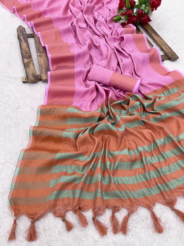Pink_Jacquard_Self_Design_Banarasi_Saree_For_Women