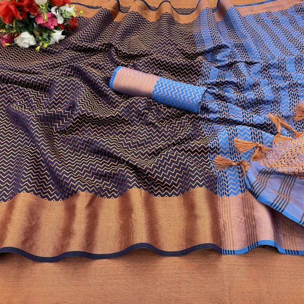 Dark_Blue_Art_Silk_Self_Design_Banarasi_Saree_For_Women