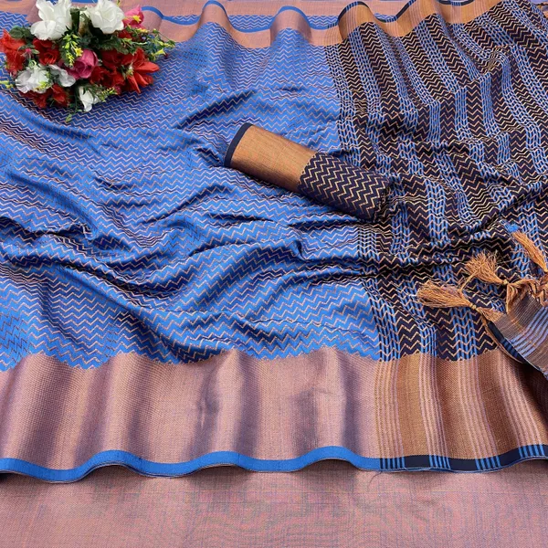 Blue_Art_Silk_Self_Design_Banarasi_Saree_For_Women