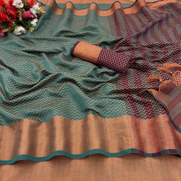 Blue_Art_Silk_Self_Design_Banarasi_Saree_For_Women