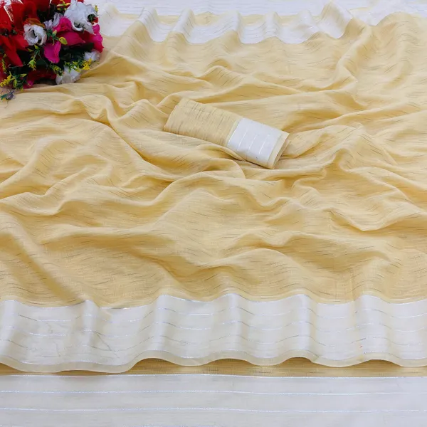 Beige_Cotton_Blend_Striped_Bollywood_Saree_For_Women