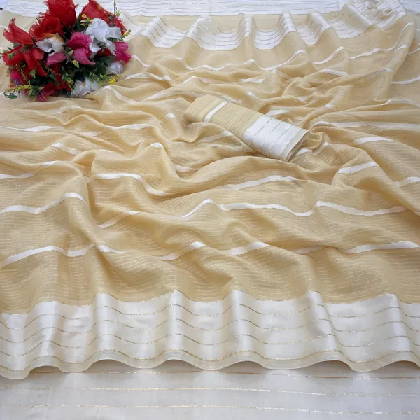 Beige_Cotton_Blend_Striped_Bollywood_Saree_For_Women