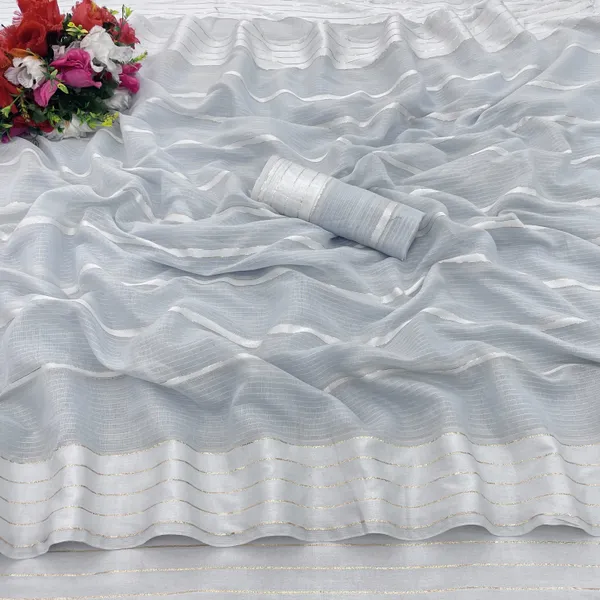Grey_Cotton_Blend_Striped_Bollywood_Saree_For_Women