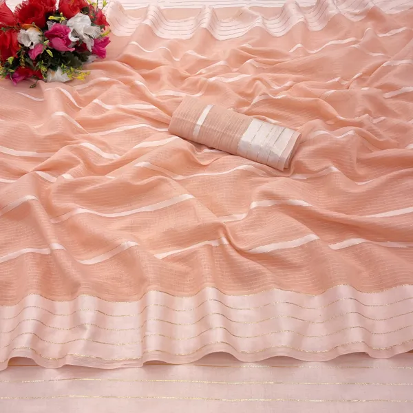 Pink_Cotton_Blend_Striped_Bollywood_Saree_For_Women
