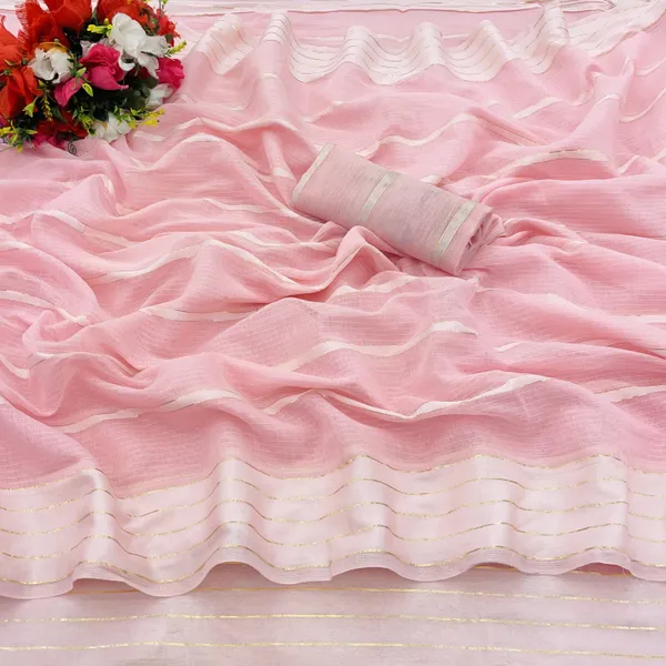 Pink_Cotton_Blend_Striped_Bollywood_Saree_For_Women
