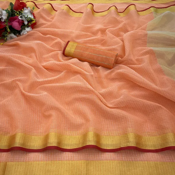 Cream_Cotton_Blend_Dyed_Daily_Wear_Saree_For_Women