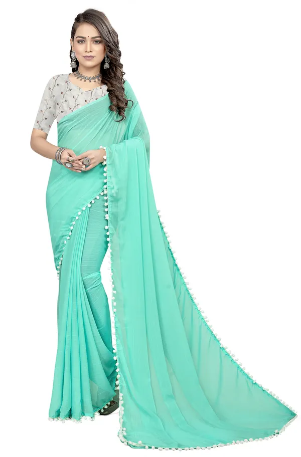 Light_Green_Georgette_Solid/Plain_Daily_Wear_Saree_For_Women