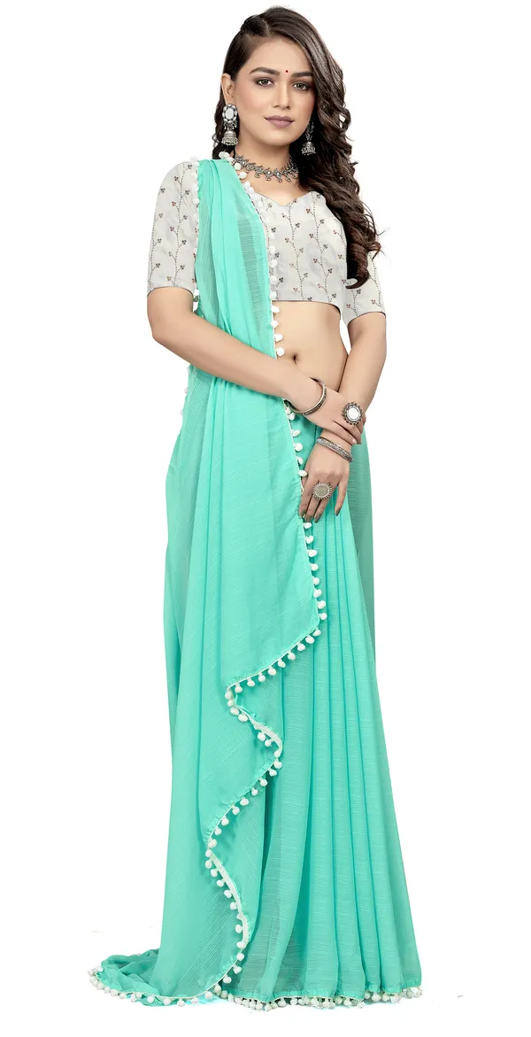 Light_Green_Georgette_Solid/Plain_Daily_Wear_Saree_For_Women