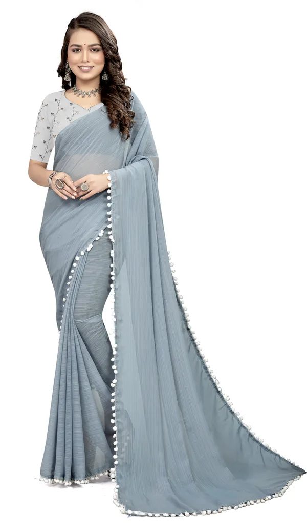 Grey_Georgette_Solid/Plain_Daily_Wear_Saree_For_Women