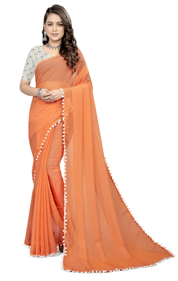 Pink_Georgette_Solid/Plain_Daily_Wear_Saree_For_Women