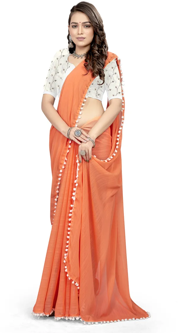 Pink_Georgette_Solid/Plain_Daily_Wear_Saree_For_Women