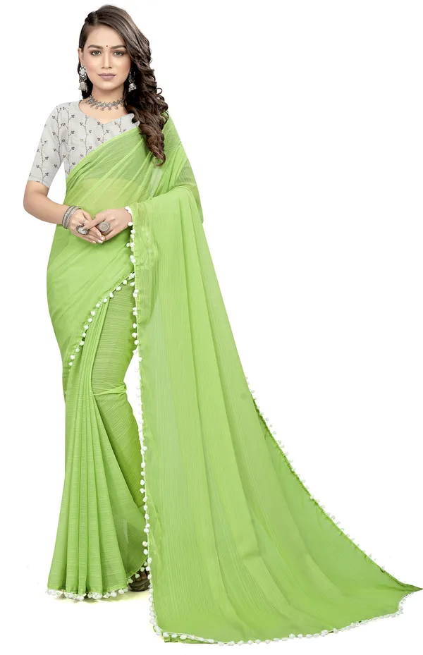 Light_Green_Georgette_Solid/Plain_Daily_Wear_Saree_For_Women