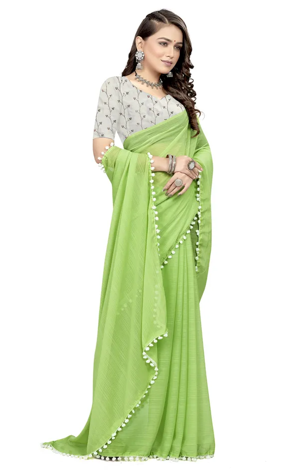 Light_Green_Georgette_Solid/Plain_Daily_Wear_Saree_For_Women