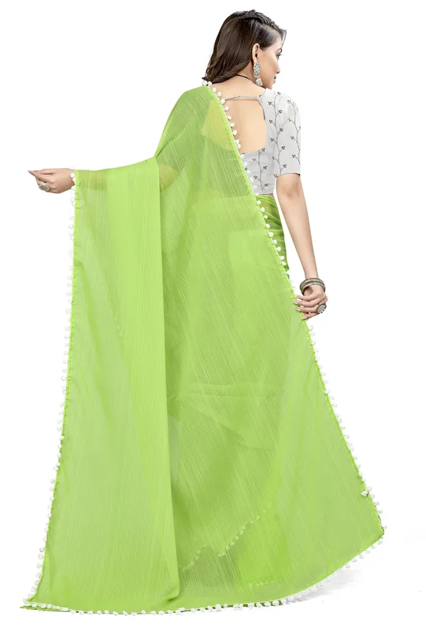 Light_Green_Georgette_Solid/Plain_Daily_Wear_Saree_For_Women