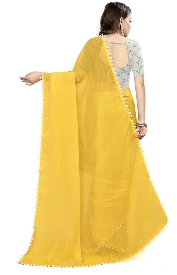Yellow_Georgette_Solid/Plain_Daily_Wear_Saree_For_Women
