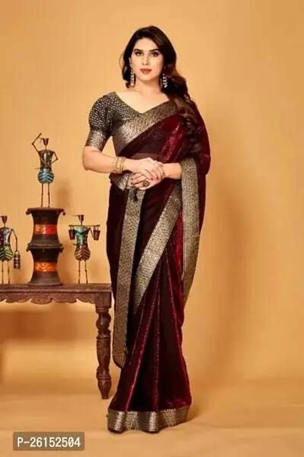 Maroon_Lycra_Blend_Solid/Plain_Bollywood_Saree_For_Women