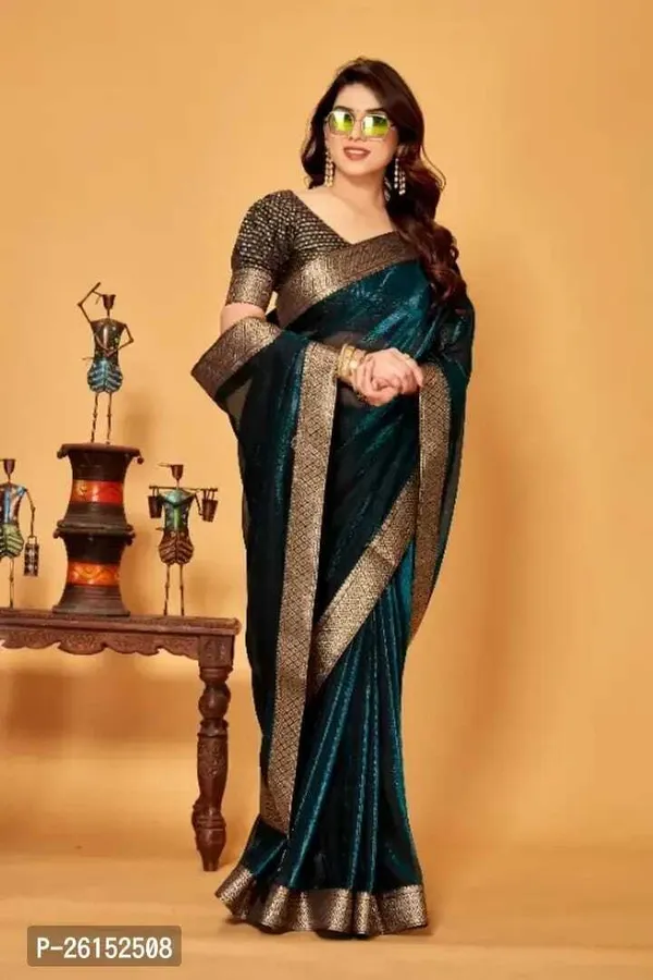 Blue_Lycra_Blend_Solid/Plain_Bollywood_Saree_For_Women