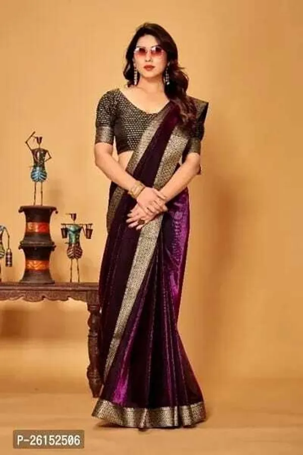 Purple_Lycra_Blend_Solid/Plain_Bollywood_Saree_For_Women