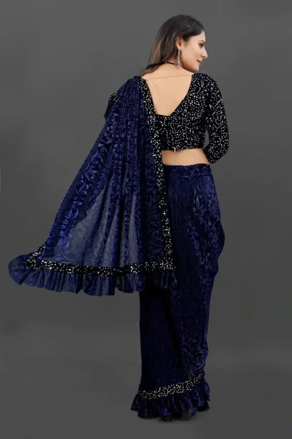 Dark_Blue_Lycra_Blend_Self_Design_Bollywood_Saree_For_Women