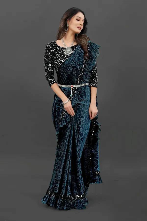 Blue_Lycra_Blend_Self_Design_Bollywood_Saree_For_Women
