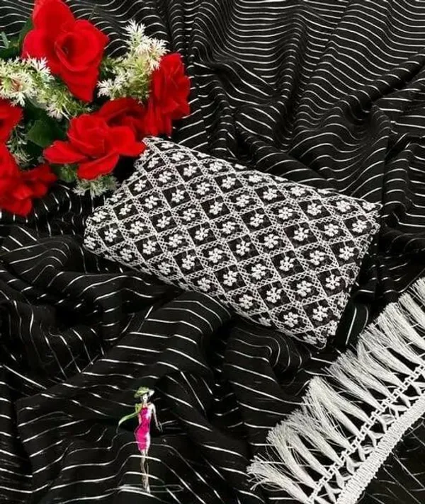 Black_&_Silver_Georgette_Striped_Ilkal_Saree_For_Women