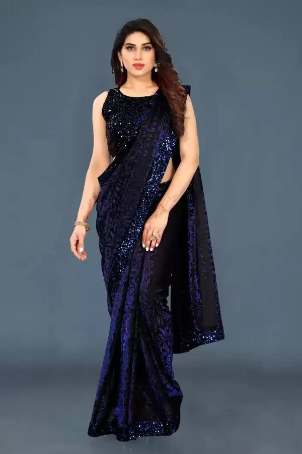 Blue_Georgette_Woven_Bollywood_Saree_For_Women