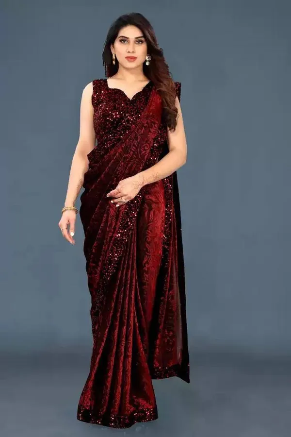Dark_Green_Georgette_Woven_Bollywood_Saree_For_Women