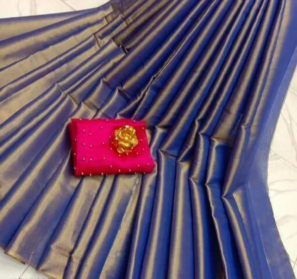 Pink_Polyester_Solid/Plain_Ikkat_Saree_For_Women
