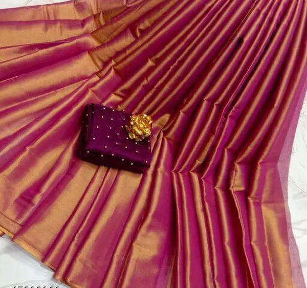 Pink_Polyester_Solid/Plain_Ikkat_Saree_For_Women