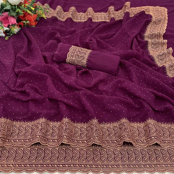 Purple_Georgette_Embroidered_Daily_Wear_Saree_For_Women
