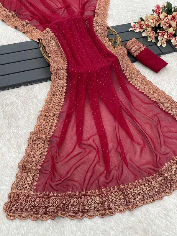 Maroon_Georgette_Embroidered_Daily_Wear_Saree_For_Women