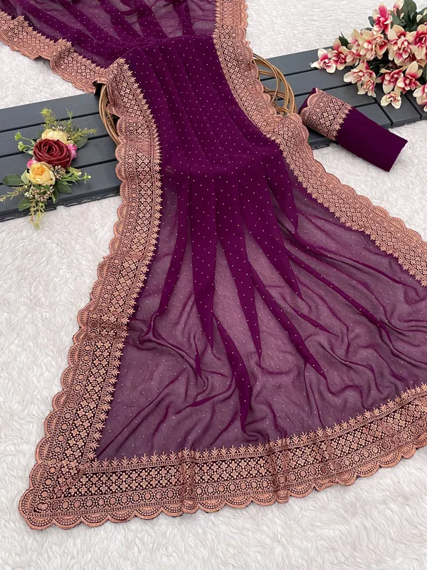 Purple_Georgette_Embroidered_Daily_Wear_Saree_For_Women
