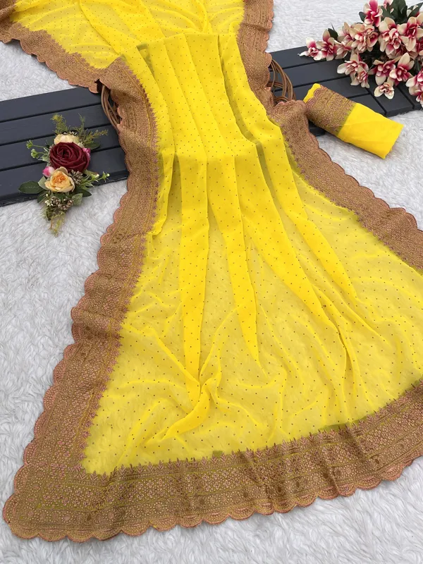 Yellow_Georgette_Embroidered_Daily_Wear_Saree_For_Women