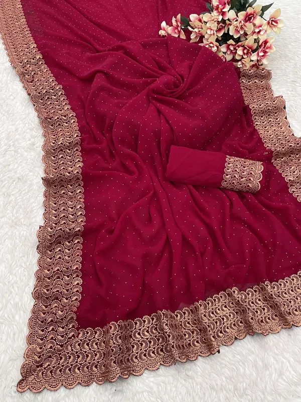 Maroon_Georgette_Embroidered_Daily_Wear_Saree_For_Women