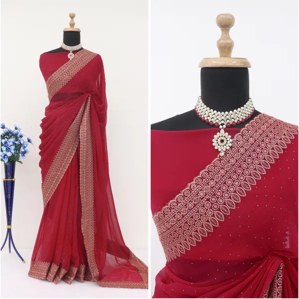 Maroon_Georgette_Embroidered_Daily_Wear_Saree_For_Women