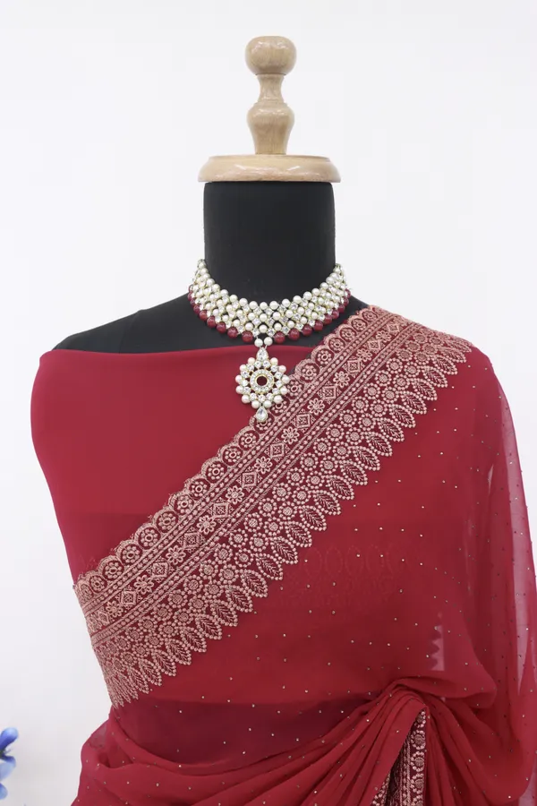 Maroon_Georgette_Embroidered_Daily_Wear_Saree_For_Women