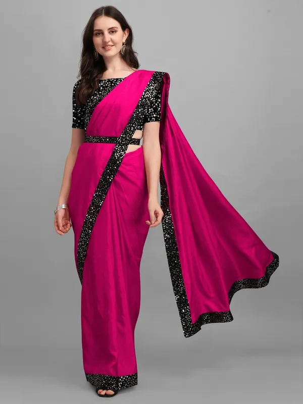 Red_Lycra_Blend_Solid/Plain::Embellished_Bollywood_Saree_For_Women