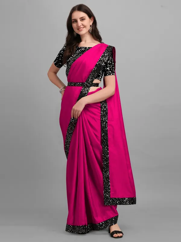 Red_Lycra_Blend_Solid/Plain::Embellished_Bollywood_Saree_For_Women