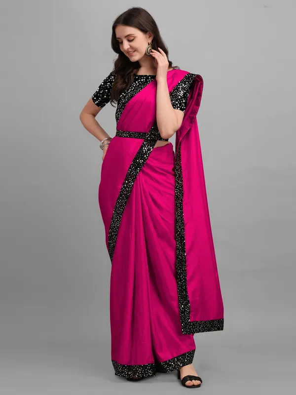 Red_Lycra_Blend_Solid/Plain::Embellished_Bollywood_Saree_For_Women