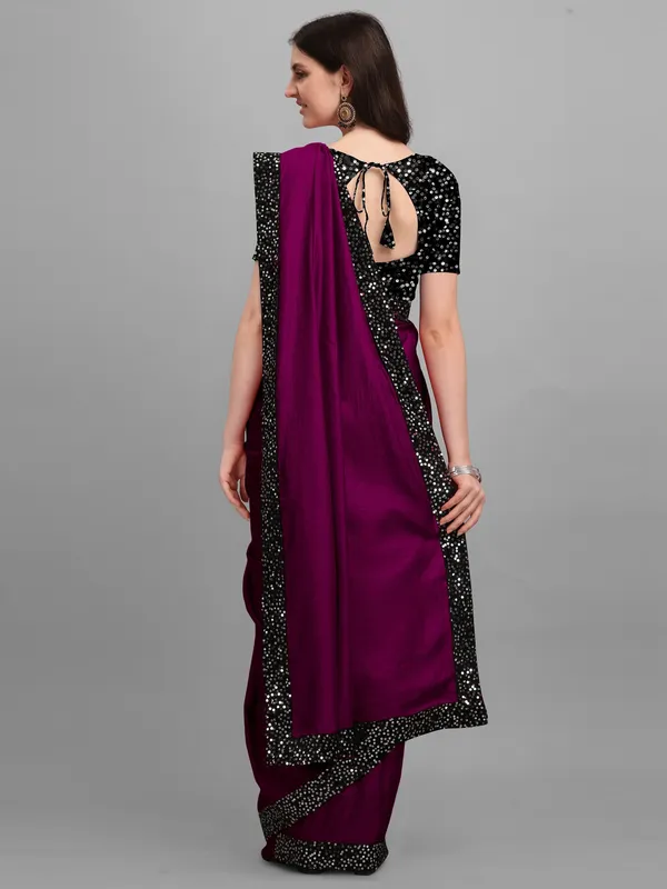 Purple_Lycra_Blend_Solid/Plain::Embellished_Bollywood_Saree_For_Women