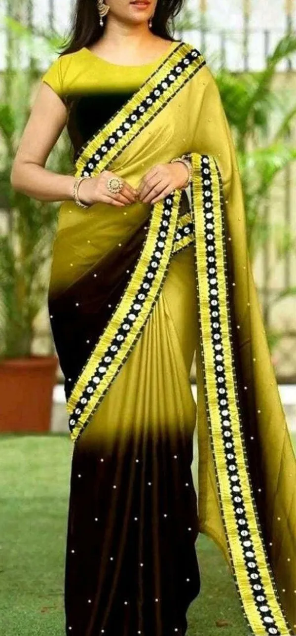 Black_Georgette_Solid/Plain_Daily_Wear_Saree_For_Women