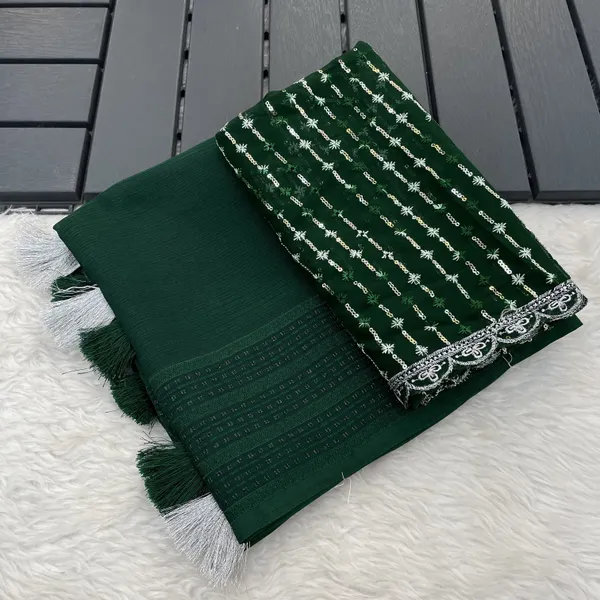 Dark_Green_Cotton_Blend_Woven_Daily_Wear_Saree_For_Women